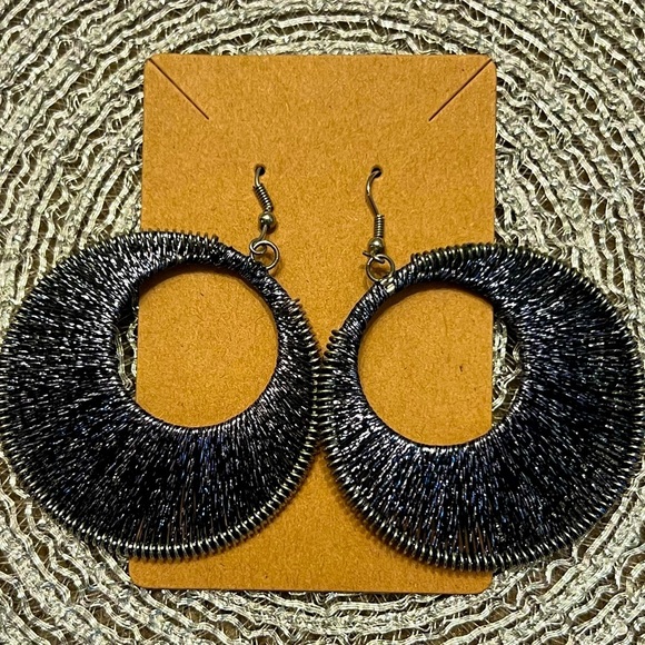 Jewelry - Elegant Metallic Blue Hoop Earrings